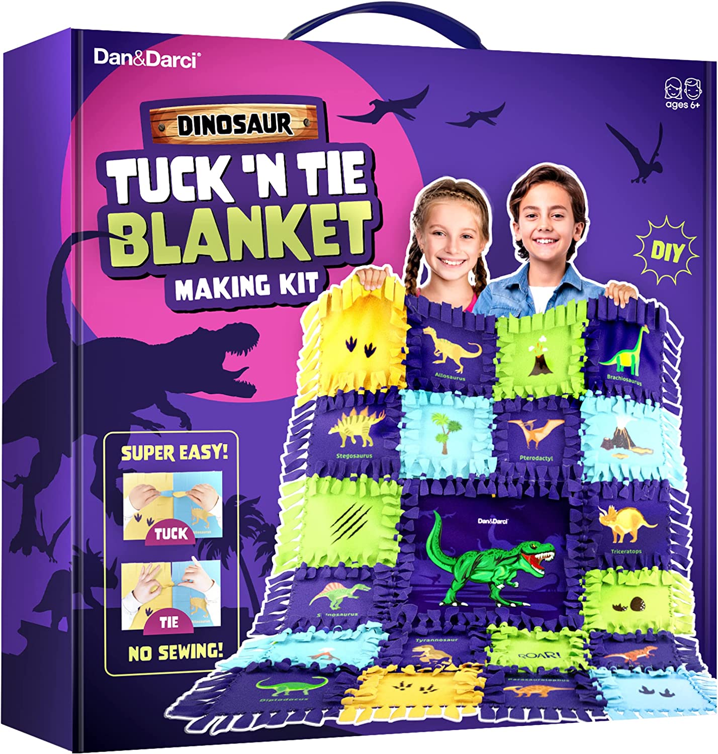 Dinosaur Tuck N' Tie Fleece Blanket Kit - DIY Crafts for Kids Ages